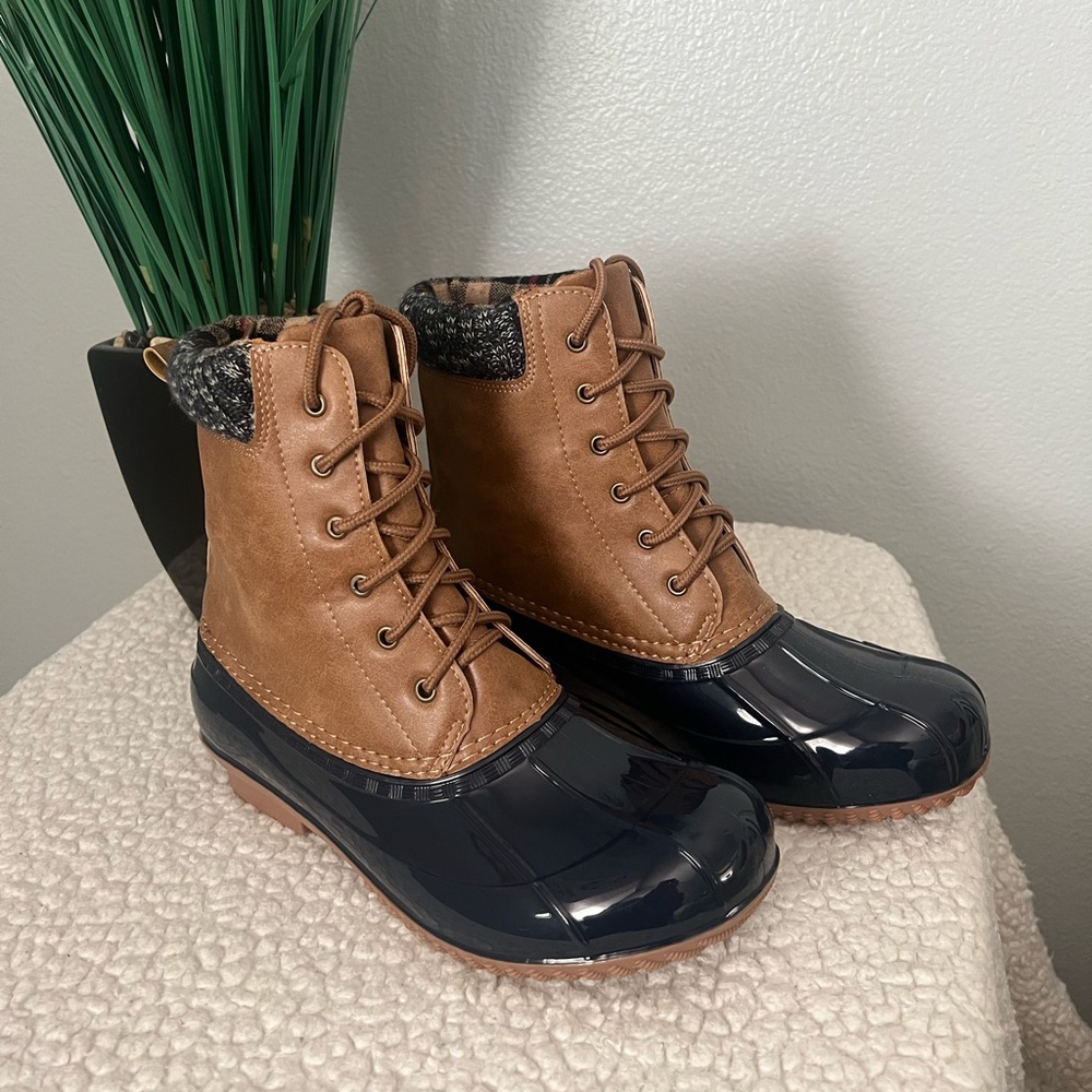Brown and blue boots- NEVER WORN.